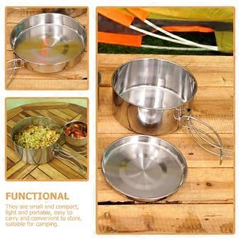 Camping Cookware Set Stainless Steel Pot Pan for Outdoor Use 2Sets