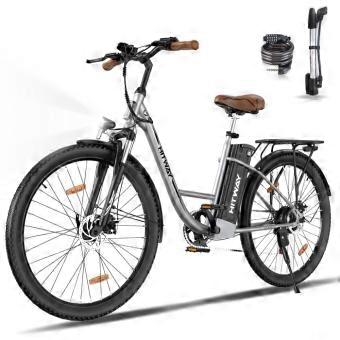 HITWAY elektrische fiets e-bike 28 inch, 250W motor, 36V 13Ah batterij, 7 versnellingen, LCD-scherm - zilver
