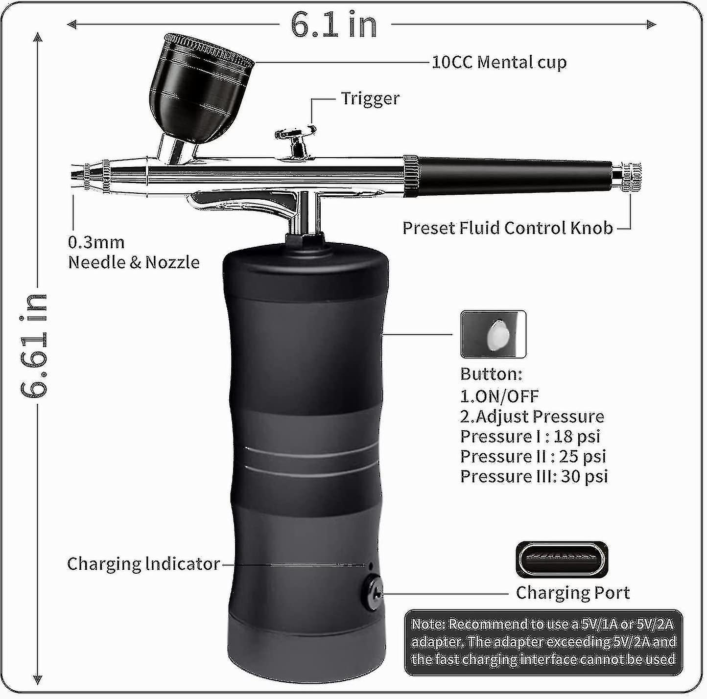 Set Aerografo Senza Fili, Portatile, Senza Cordless Airbrush Gun - Foto 4