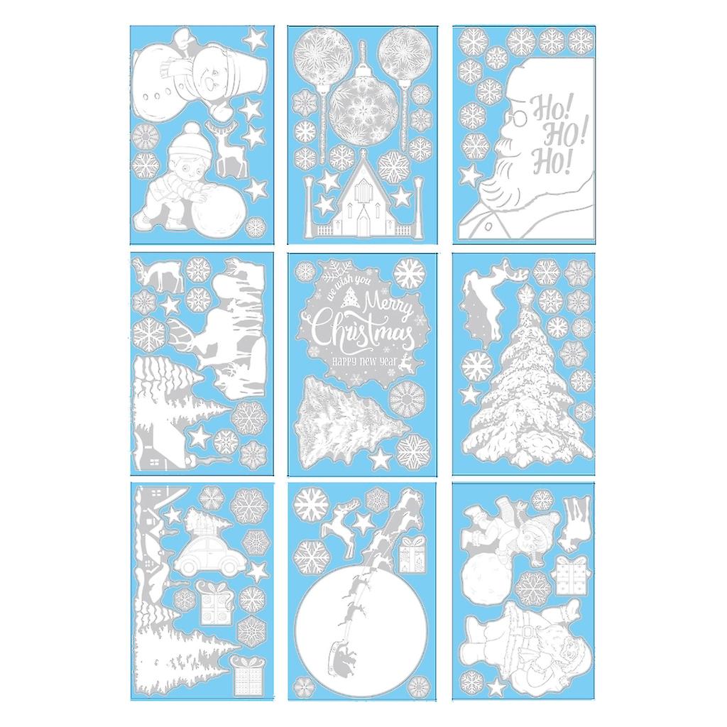  크리스마스 유리 창 스티커 9 장 Pvc 정전기 데칼 장식