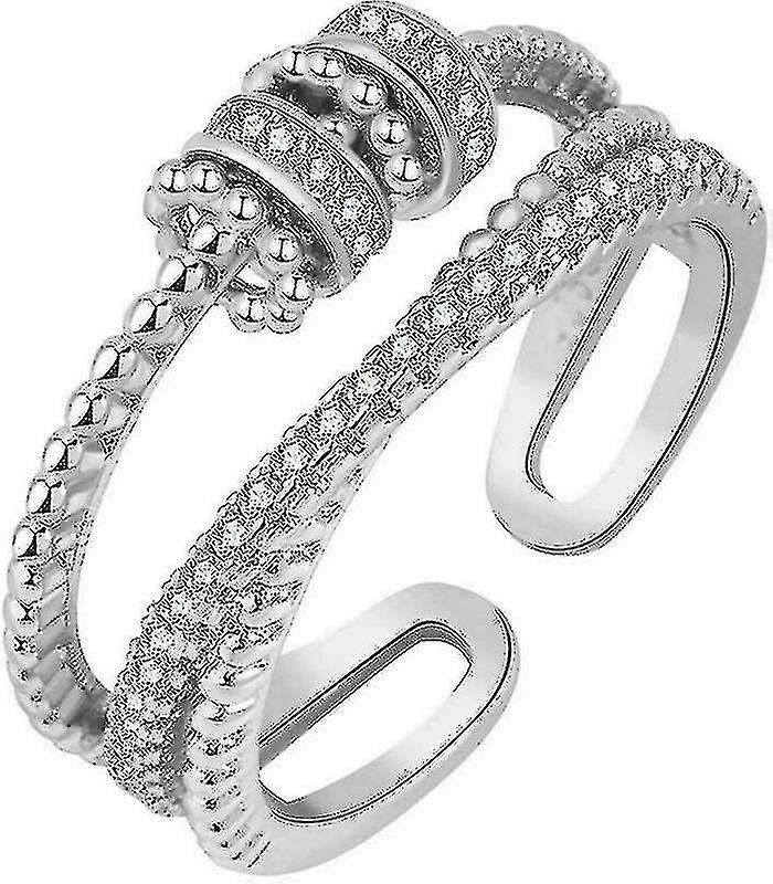 Classique Micro-set Zircon Transfer Smart Open Ring Tempérament All-match Multi-layer Cross Ring