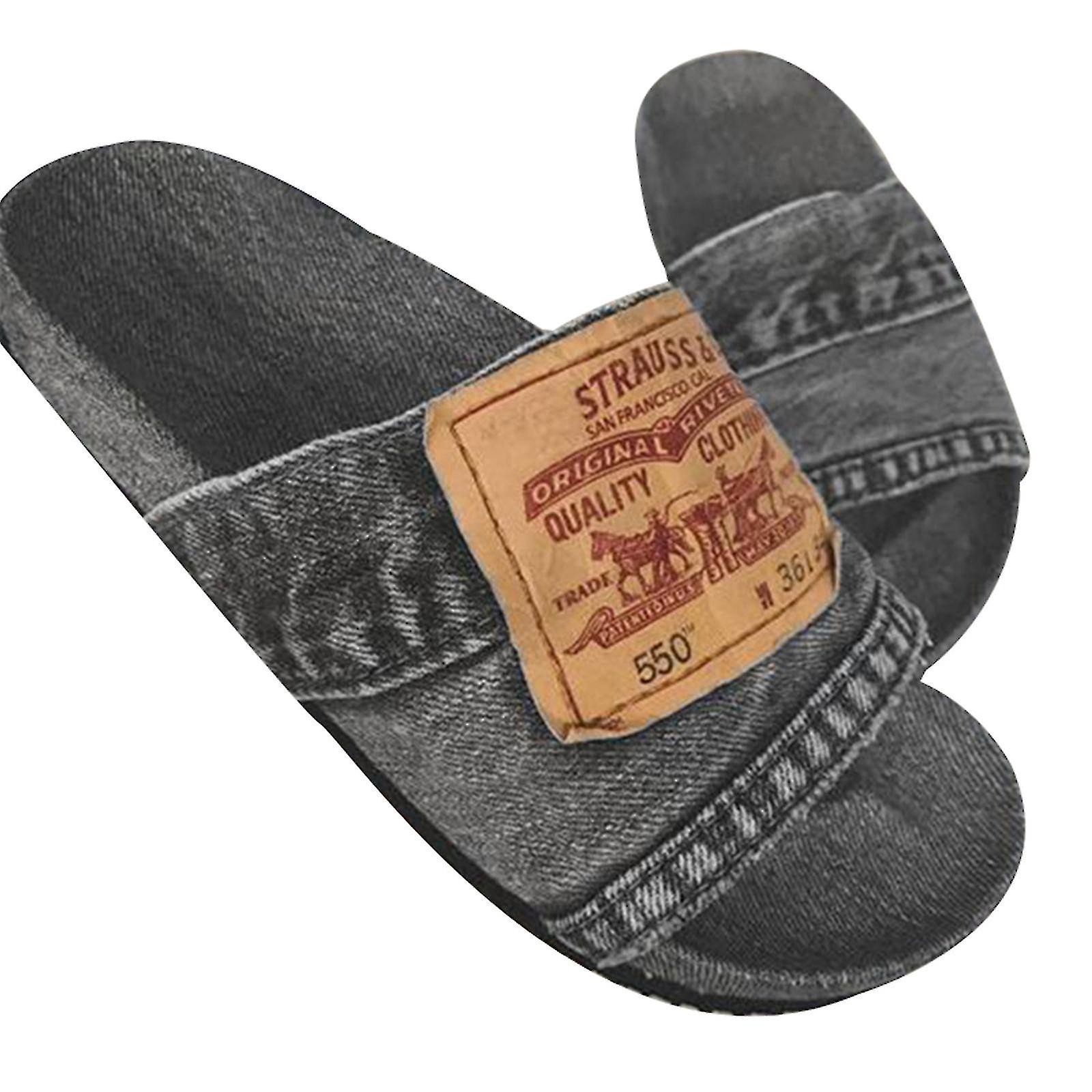 Women's Stylish Denim Slides Denim Slip-on Slippers Of Recycled Jeans For *chyi