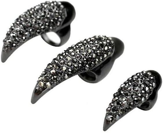 5 Bagues Griffes Pour Bout Des Doigts - Style Gothique Vintage Avec Chaînes - Anneaux Ajustables Métal - Accessoire Halloween Et Cosplay