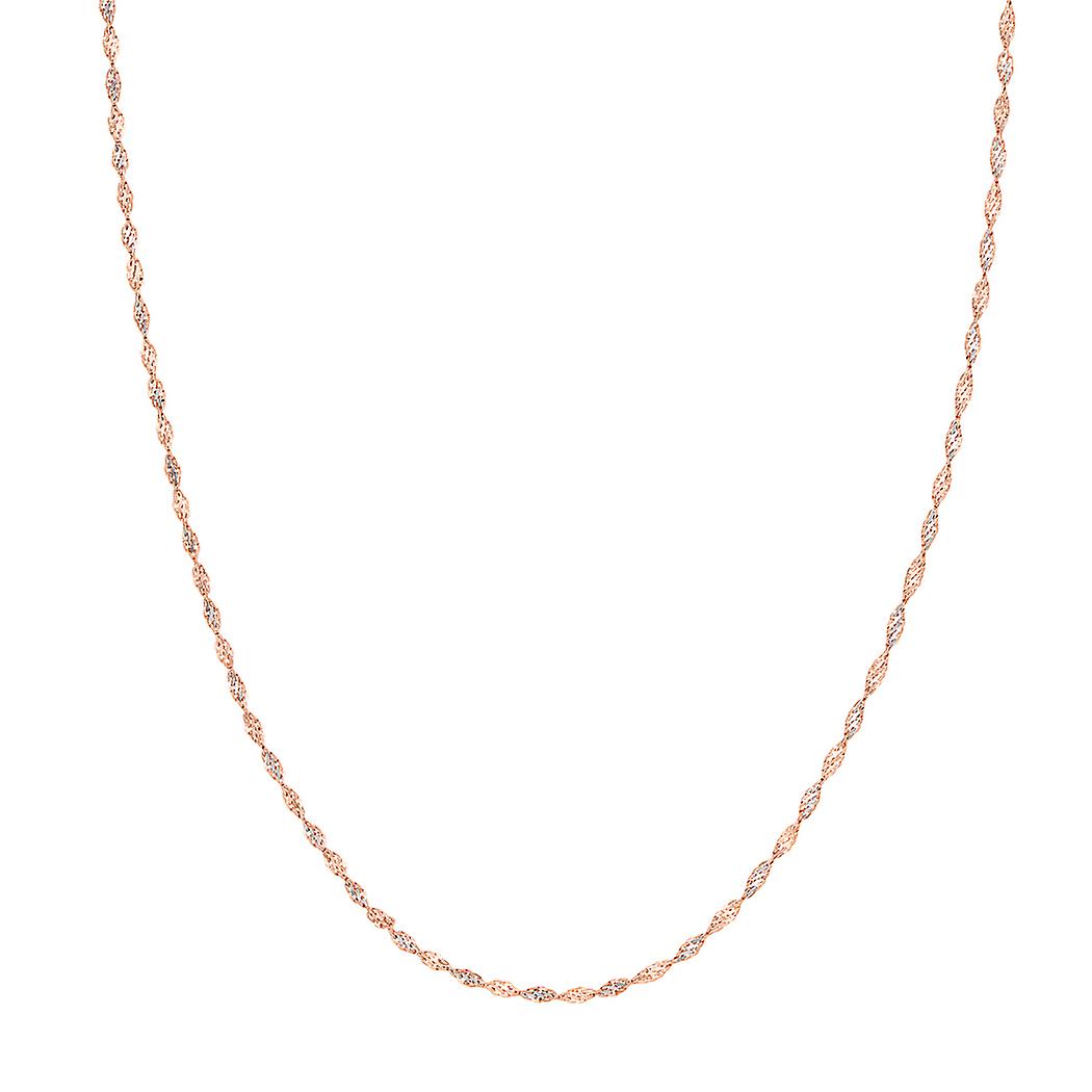 Naszyjnik z łańcuszkiem Dorica z 14-karatowego różowego i białego złota 2,1 mm Naszyjnik z łańcuszkiem z pazurem homara dla kobiet i mężczyzn - Długość: 16 t