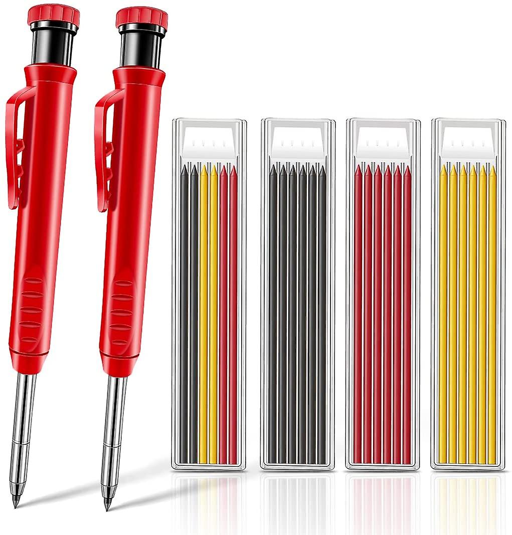 Carpentry Marking Pen Solid Carpenter Pencil Set Woodworking Tools Mechanical Pencil Refill Construction Job Tools