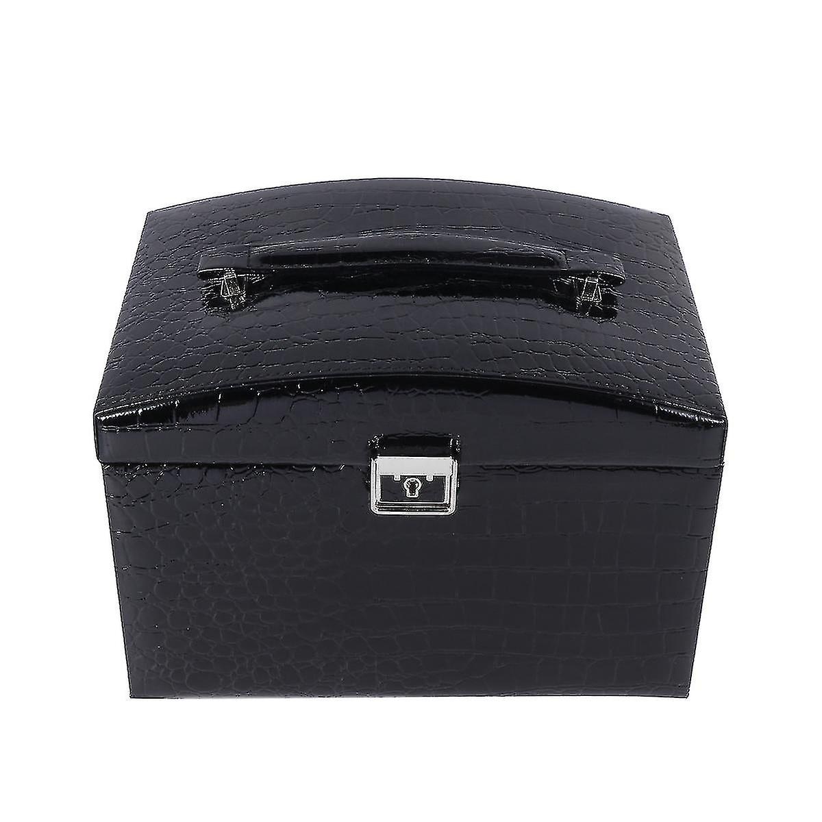 Crocodile Pattern Large Capacity 3 Layers Jewelry Box Travel Multi-compartm