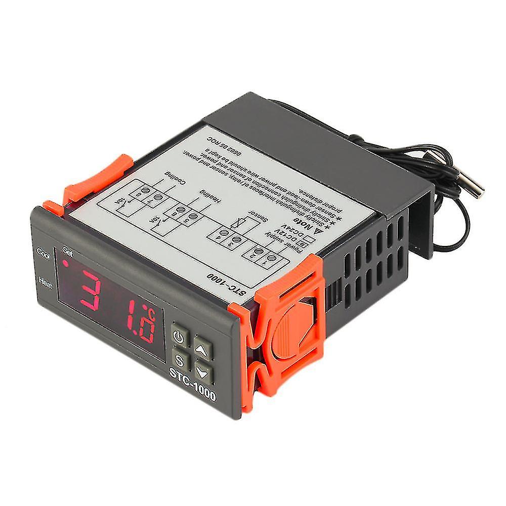 Stc-1000 Digital Temperature Controller With Waterproof Probe 220v, Double Relay Thermostat, Cooling And Heating