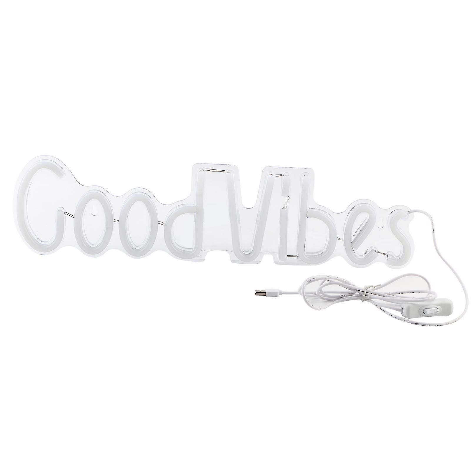 Good Vibes Letters USB LED Light Sign, Transparent, Ideal for Room Decoration