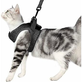 Cat Harness - Ultra-Lightweight Cat Harness and Leash Set Leak-Proof Adjustable Kitten Harness for Puppy Rabbit Ferret gray S