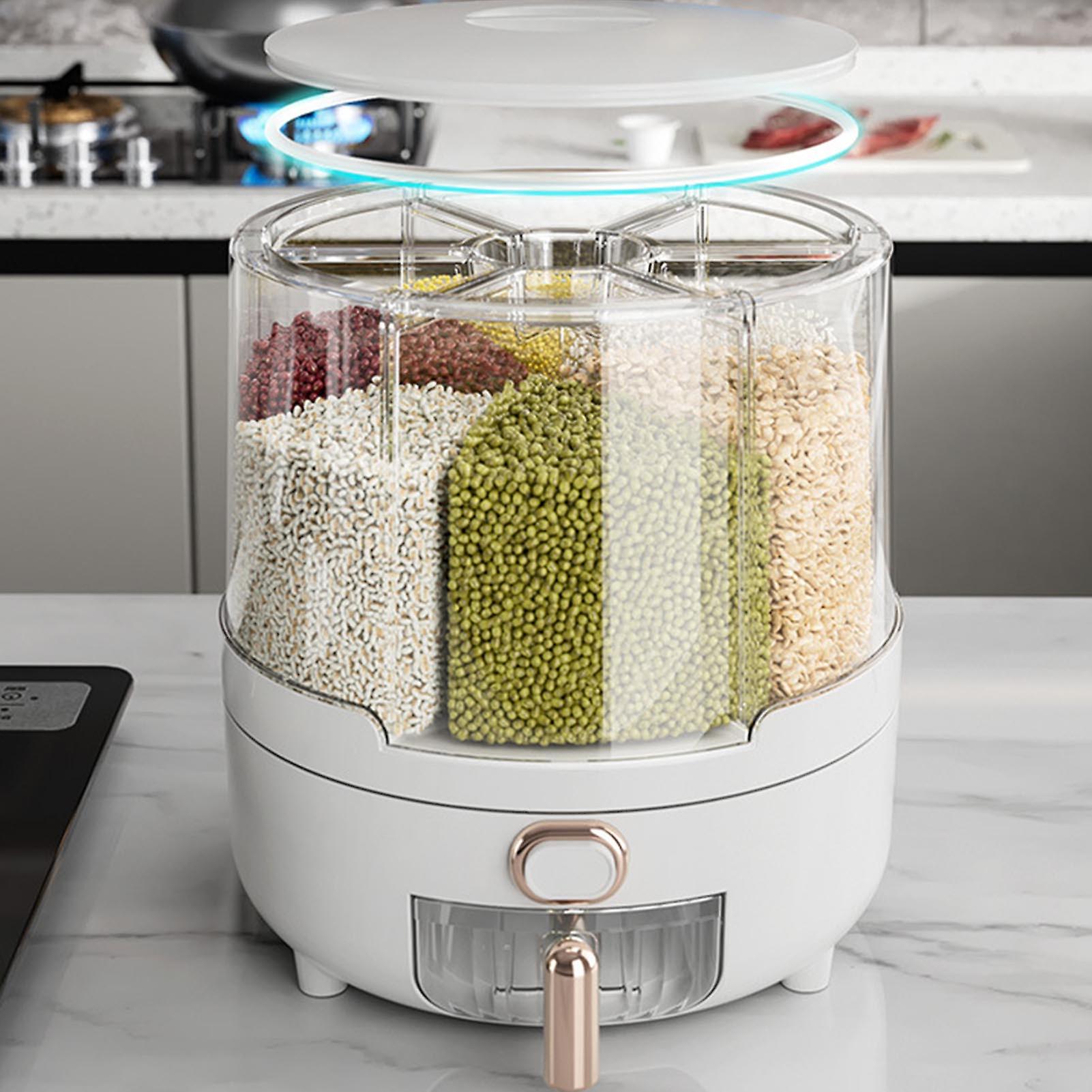360° Rotating Grain Dispenser Box L 23.5x29cm White PP Plastic