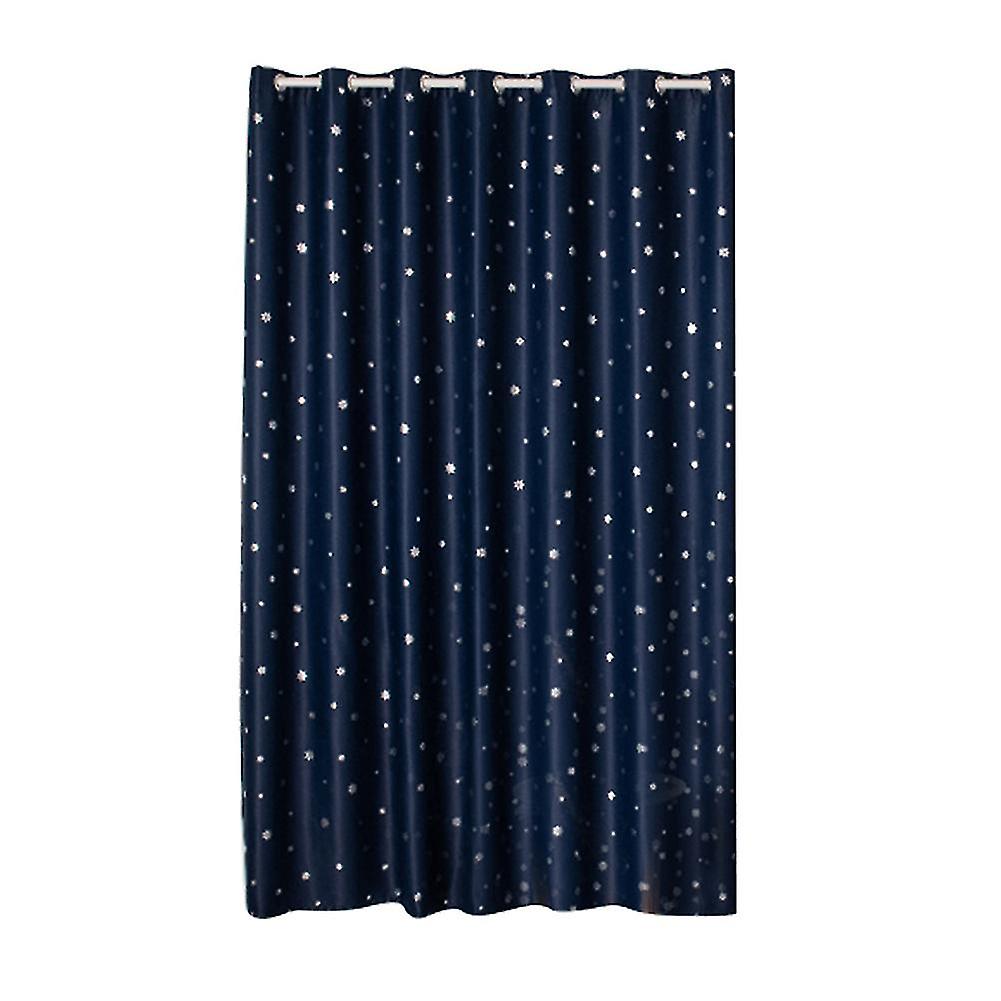 Polyester Window Curtain Shade Blackout Panels Drapes with Perforation (Dark Blue)