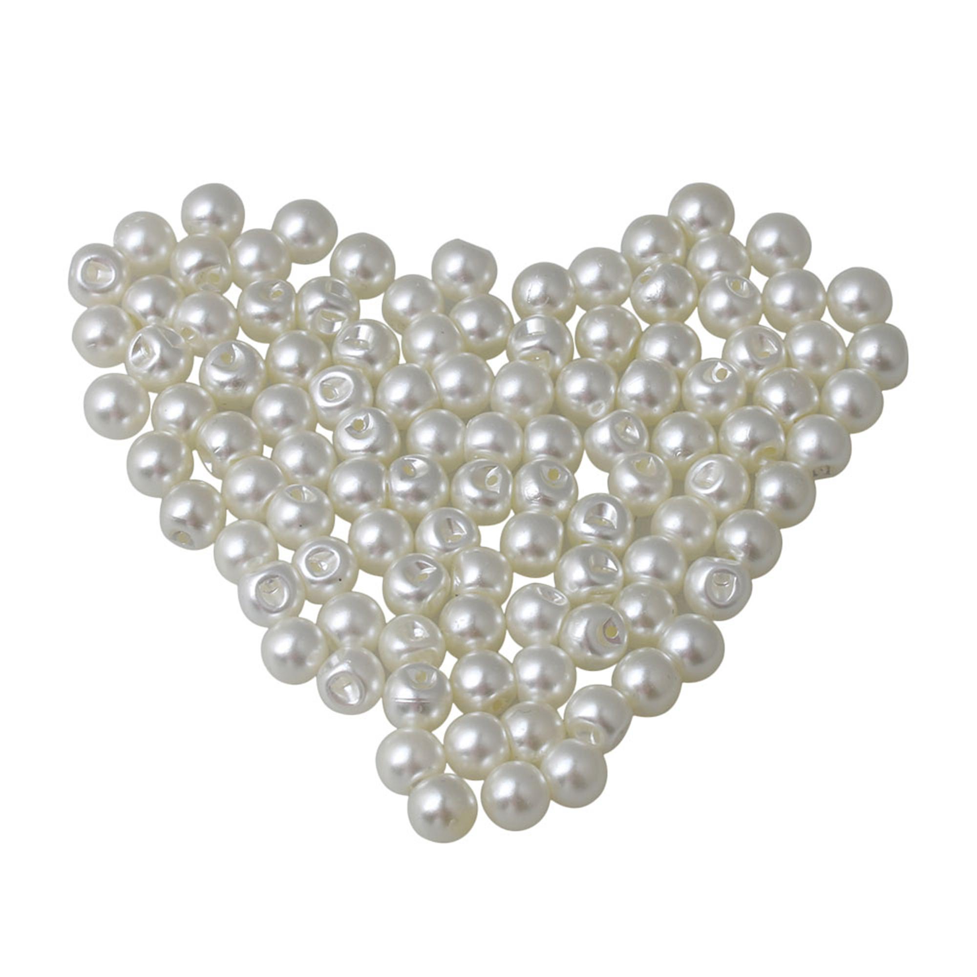 100 x Hole Round Plastic Pearl Rivet Studs 8mm Dia Pearl Buttons Beads