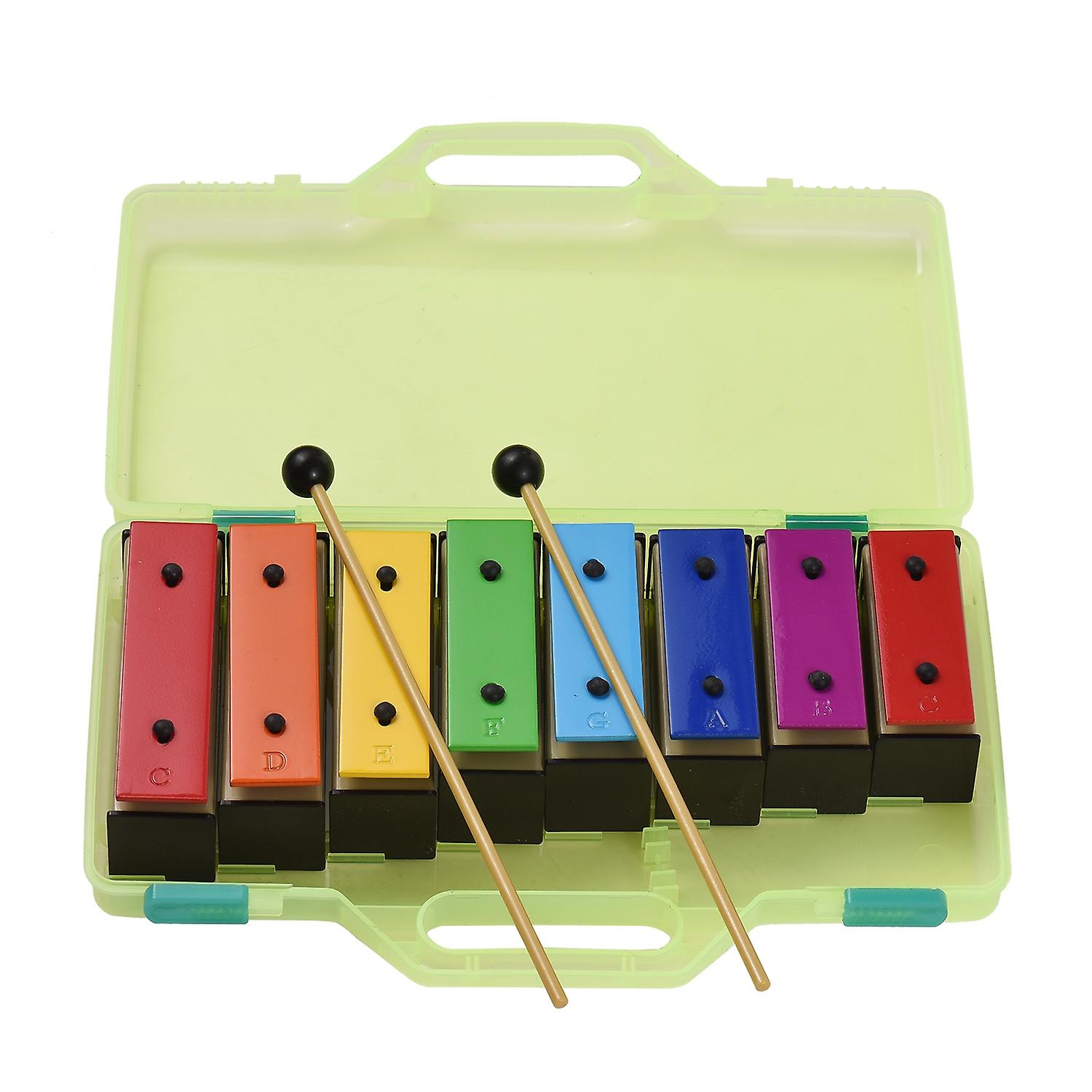 8-note Xylophone Colorful Glockenspiel Removable Rainbow Color Metal Plates Resonator Bells with Pla