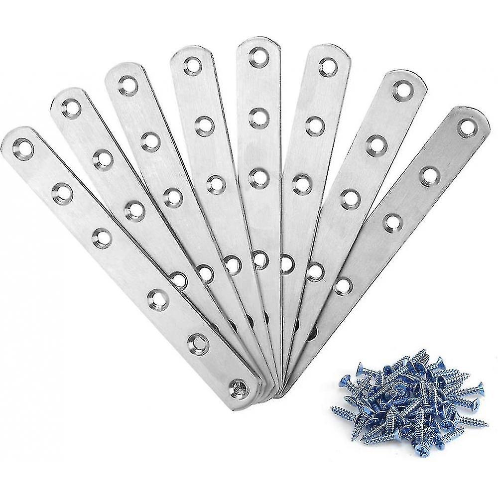 Chair Sofa Supports 8pcs Stainless Steel Assembly Legs Fixing Straight Flats Plates With 48pcs Flat Screws