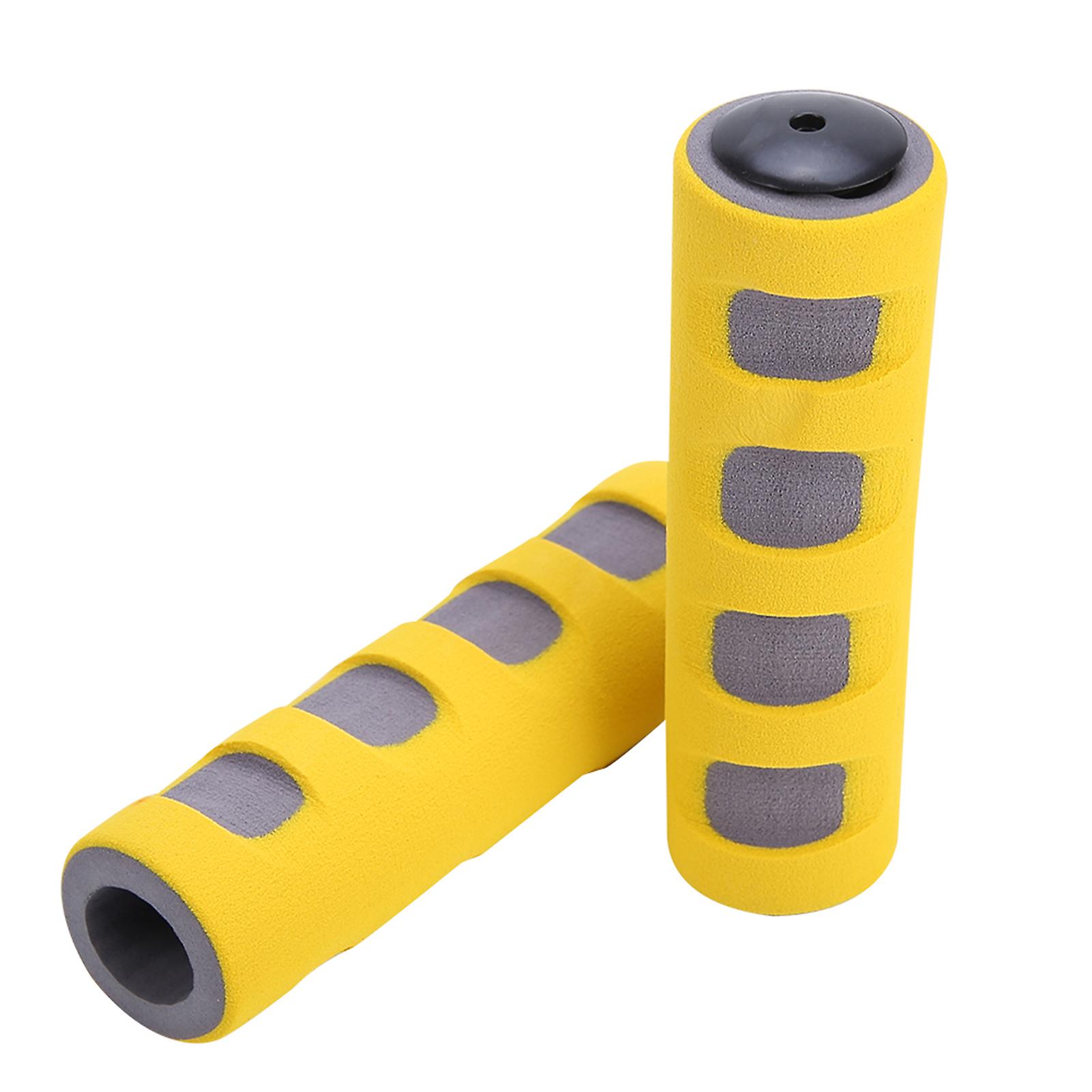 Bicycle Handlebar Grips 1Pair Anti slip Soft Sponge Handlebar Grip Set for Cycling Bicycle Bike(Grey Yellow) Sponge Handlebar Grips