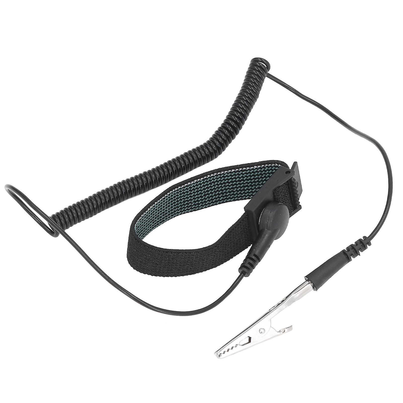 Adjustable and Reusable Anti-Static Wrist Strap for Electronic Equipment, Black