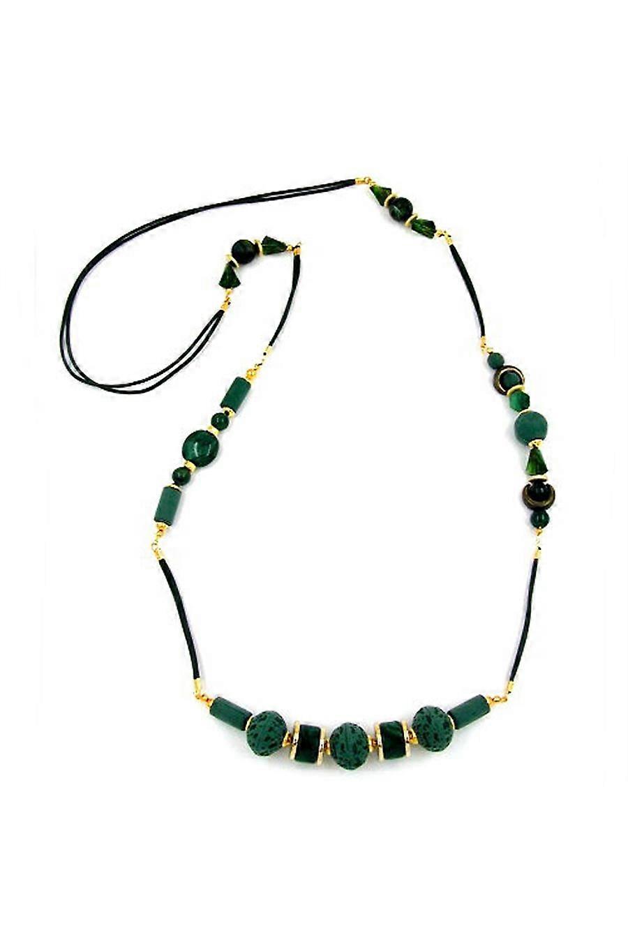 Necklace Beads Dark-green Matte 100cm - Gl01279