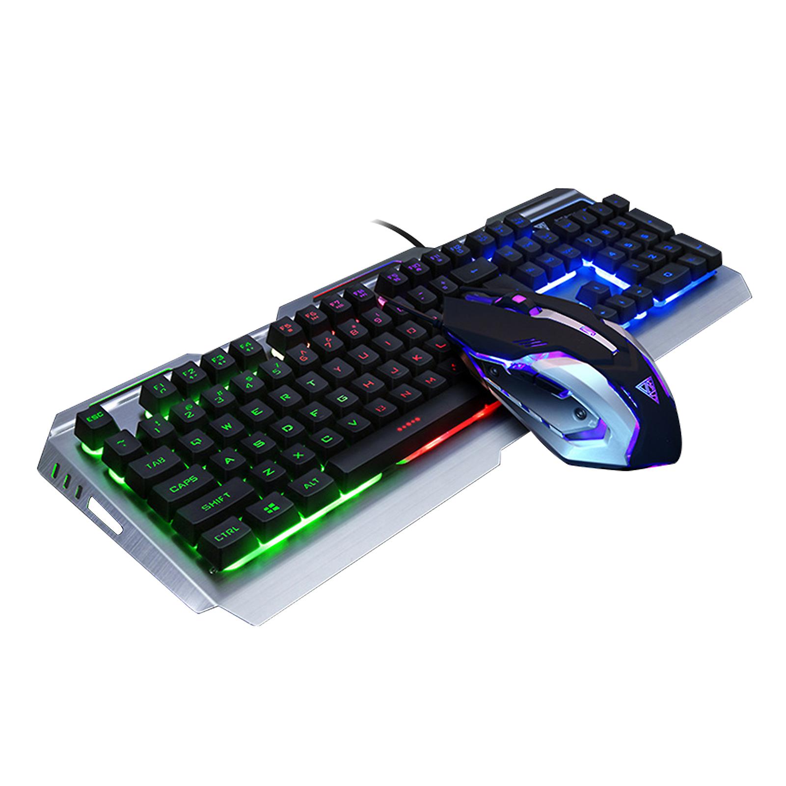 1 Set V1 RGB Keyboard Quick Response Plug Play Portable 3200DPI Laptop Gaming Desk Mouse with Backlight for PC