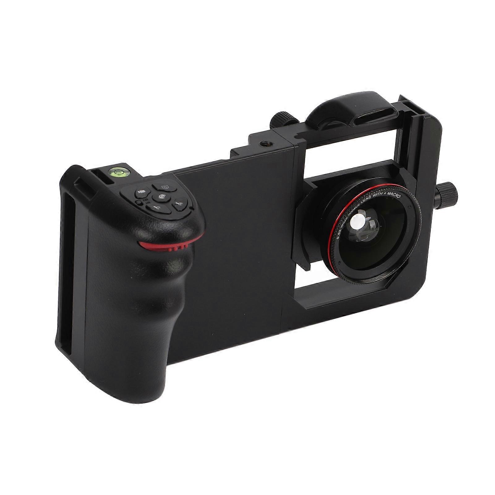Phone Video Rig Handheld Smartphone Camera Stabilizer Support Universal with Wide Angle Macro 2 in 1 Lens