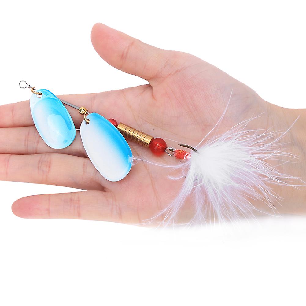 3Pcs Feather Fishing Lures Spinner Spoon Artificial Fish Baits with Treble Hook Tackleblue 
