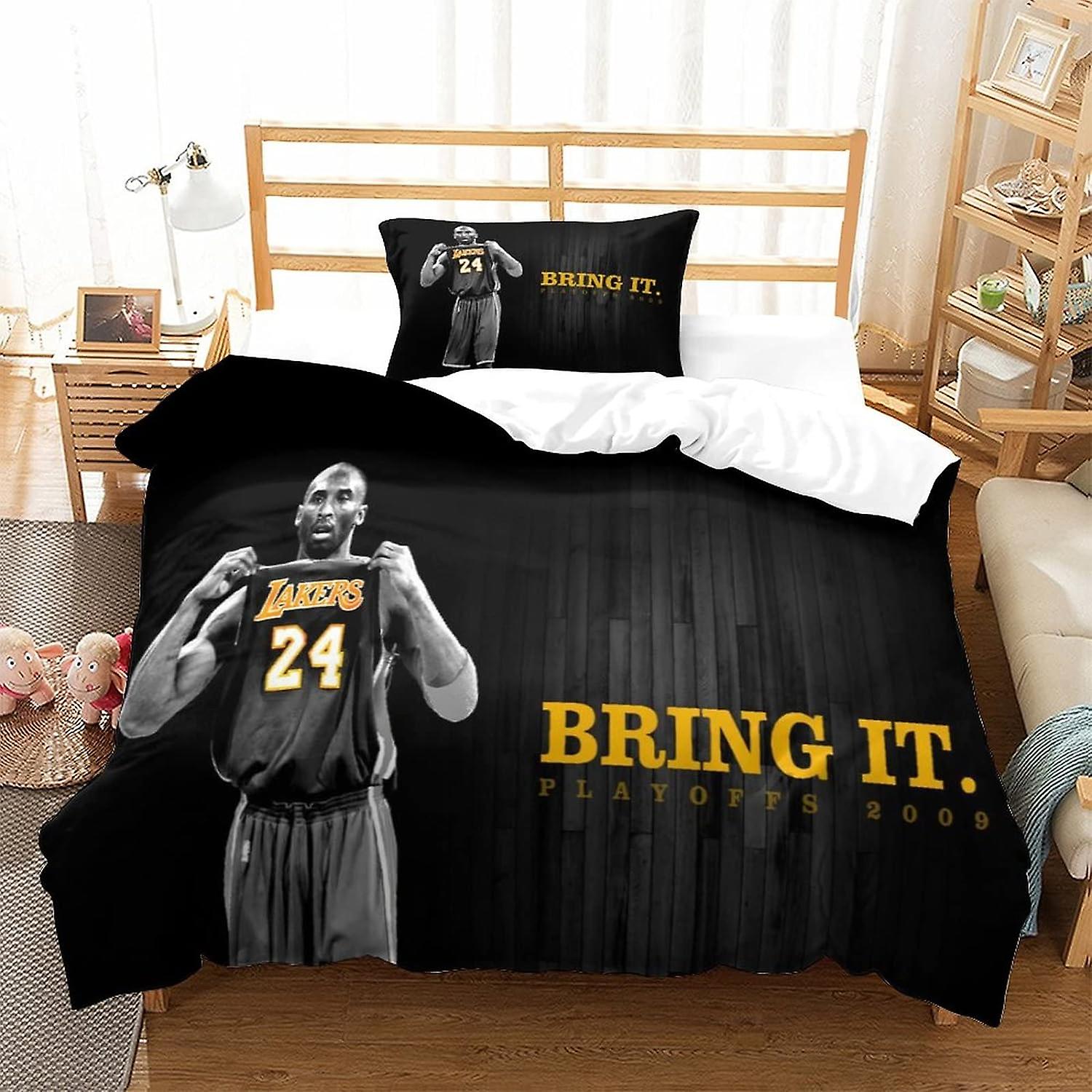 KNITII Kobe Bryant Housse de couette imprimée en 3D Basket-ball NBA Design Housse de couette Ensemble de literie, Microfibre douce, fermeture éclair cachée unique