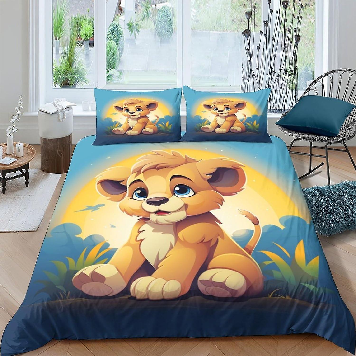 Cartoon Lion Quilt Covers Piece Set for Kids Teens Adults Anime