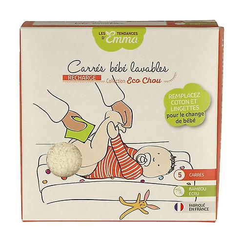 Baby washable bamboo ecru square refill 5 units