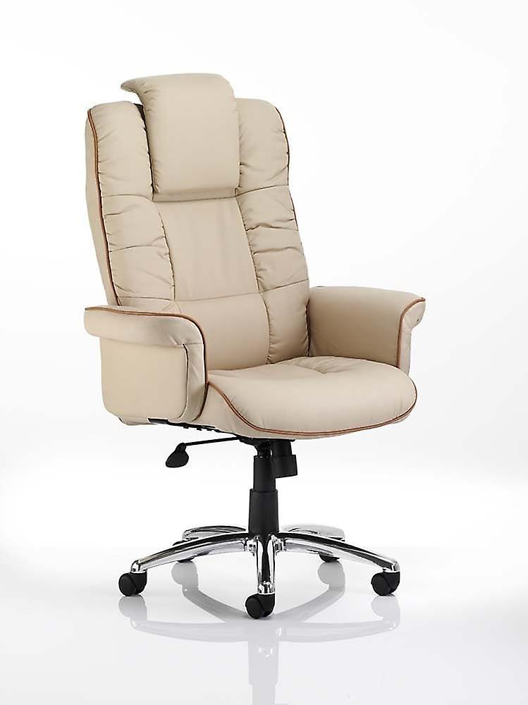 Chel Leather Adjustable Office Chair - Cream