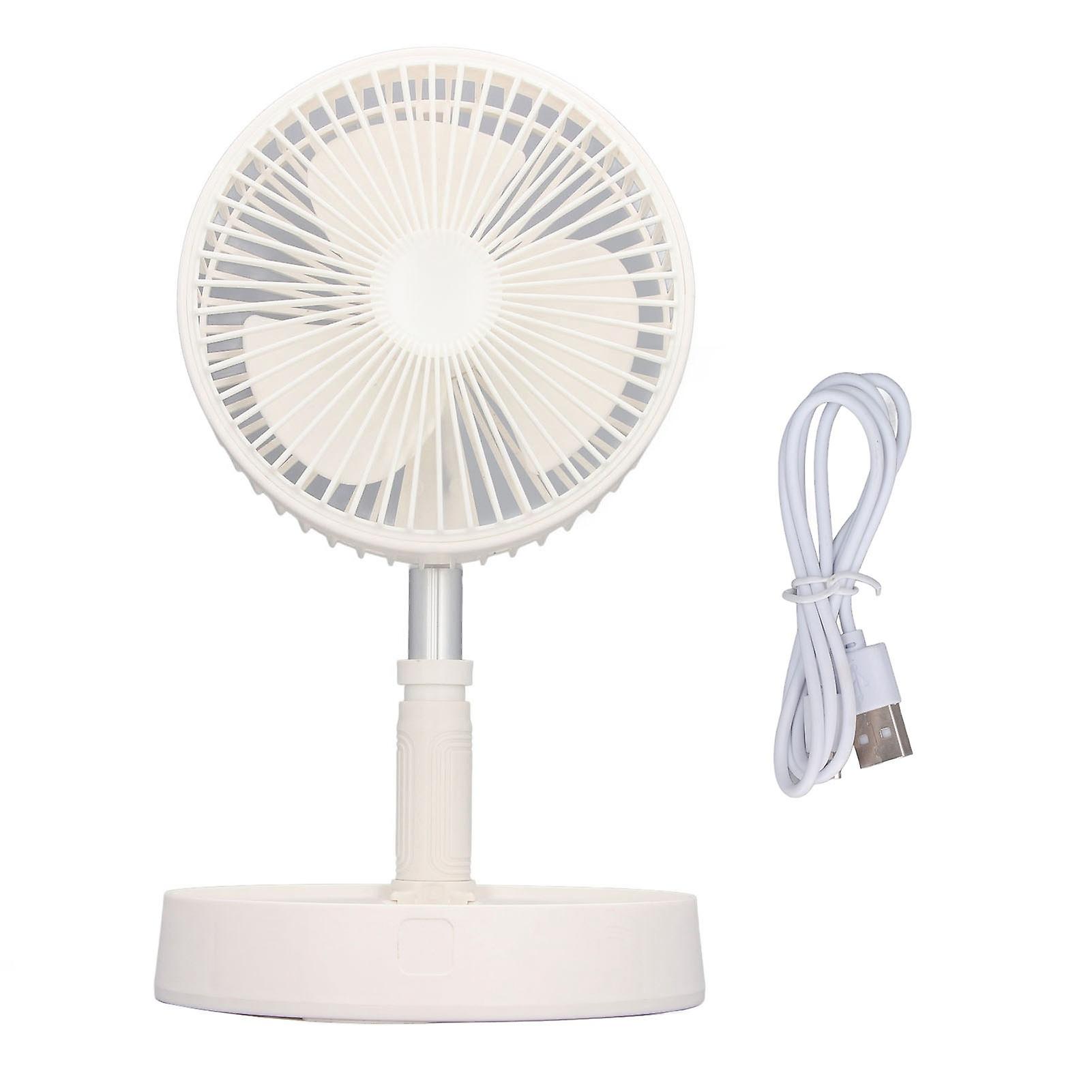 Stand Fan Folding Portable Telescopic Floor Desk Fan 7200mAh Rechargeable Battery Super Quiet Adjustable Height for Office Home Travel White