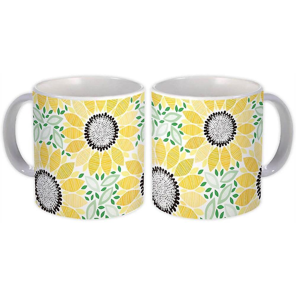Gift Mug: Graphic Sunflower Design Pattern