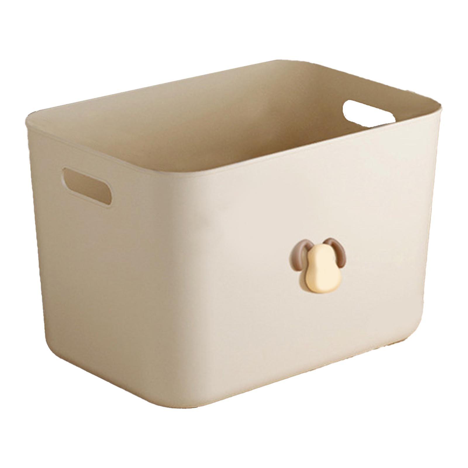 Storage Box Plastic Large Capacity Cream Style with Lid Organizing Bin for Toy Clothes Snacks Cosmetics Tall Model XL Size