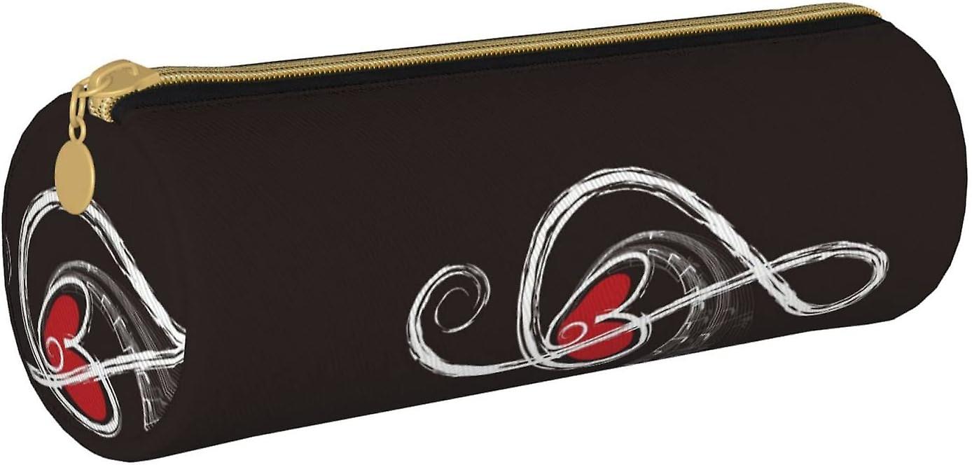 Musik Symbole Liebe bedruckte Leder Reißverschluss Federmäppchen, tragbare Schreibwarentasche, Organizer Schreibwarenetui, Unisex28744