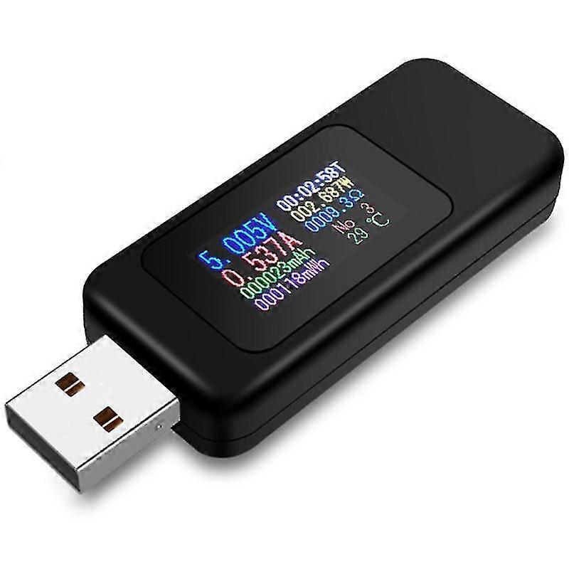 USB Digital Display Voltmeter DC Current Meter Mobile Phone Charging Detector Power Meter Multi-Function Meter-Black