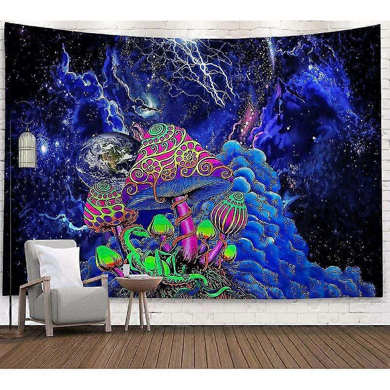 Nebula Galaxy Wall Hanging, Psychedelic Hippie Tapestry Abstract Art Wall Tapestries, Wall Tapestry Room Decor with Planet, Mushrooms and Lightning Pa