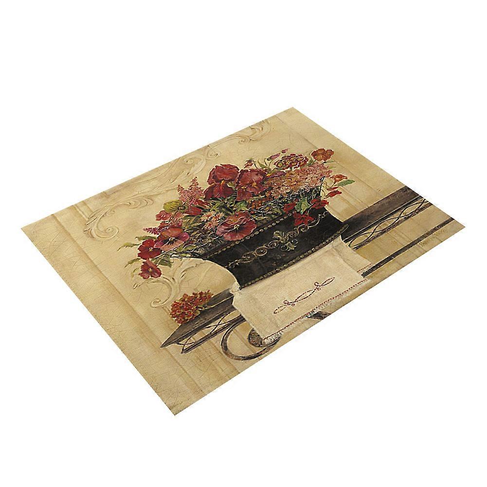 ヨーロッパのロマンチックな花のブロケード綿と麻の生地の断熱西洋食品マット食器マットMP0053(MP0053-10)