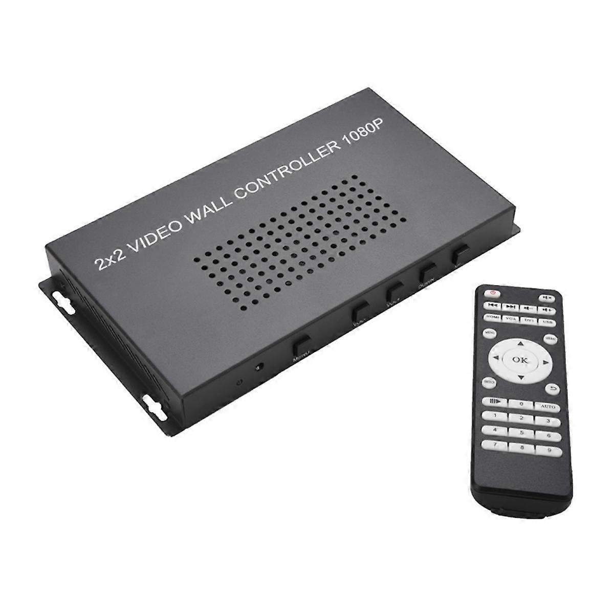Video Processor -Compatible 2x2 HD Video Screen Splicer with U Disk Playback Multi-Screen Splicing Processor EU Plug