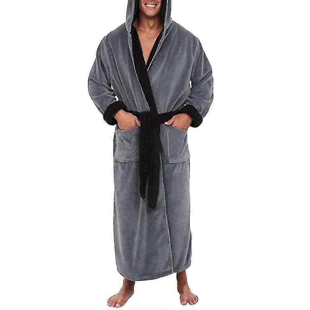 Coral Fleece Facecloth Thickened And Longer Models Warm Bathrobe Robe Men