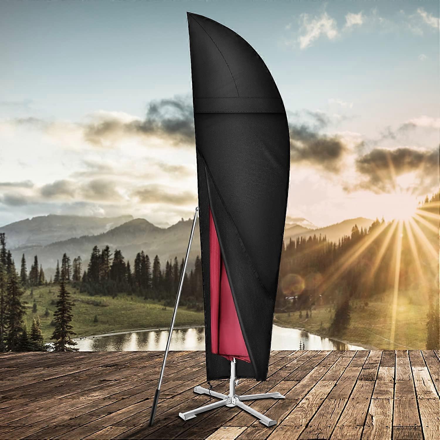 Cantilever Parasol Cover with Air Vents, Waterproof, Windproof, Anti-UV, Heavy Duty 600D Oxford Fabric Parasol Cover with Telescopic Rod (265x40/70/50