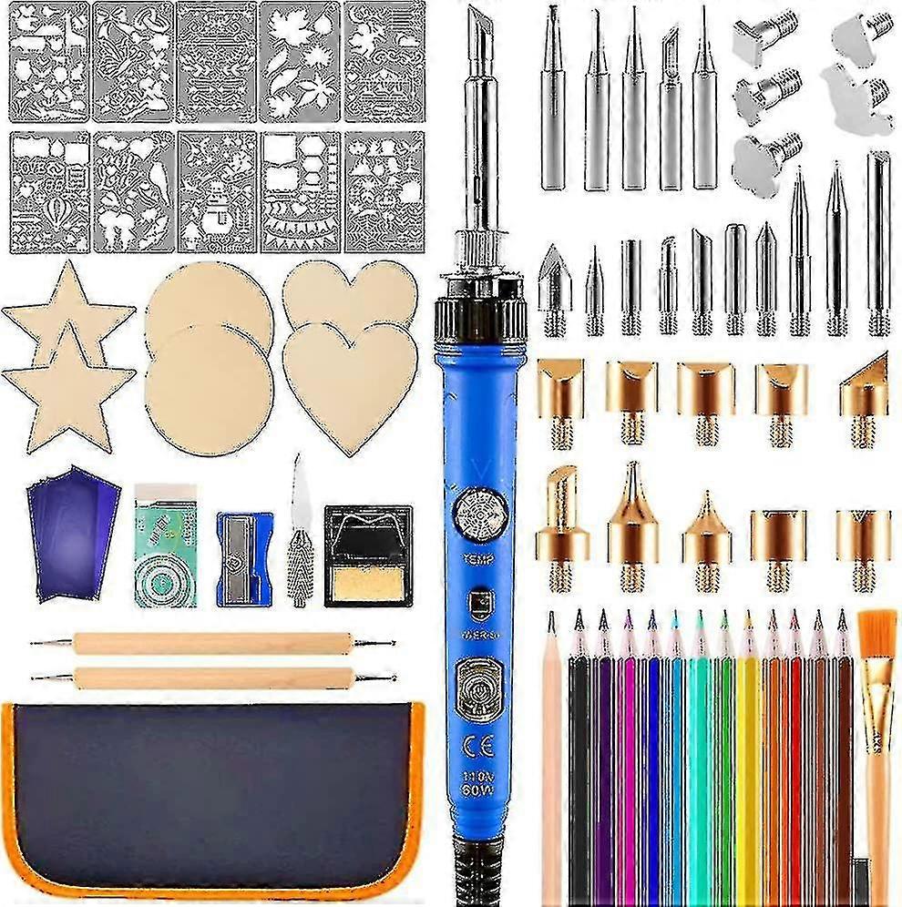 Wood Burning Kit 80pcs, Wood Burner Pen Pyrography Set Compatible Beginners, Adjustable Temperature 200~450c Woodburning Tool With Switch Soldering Ir