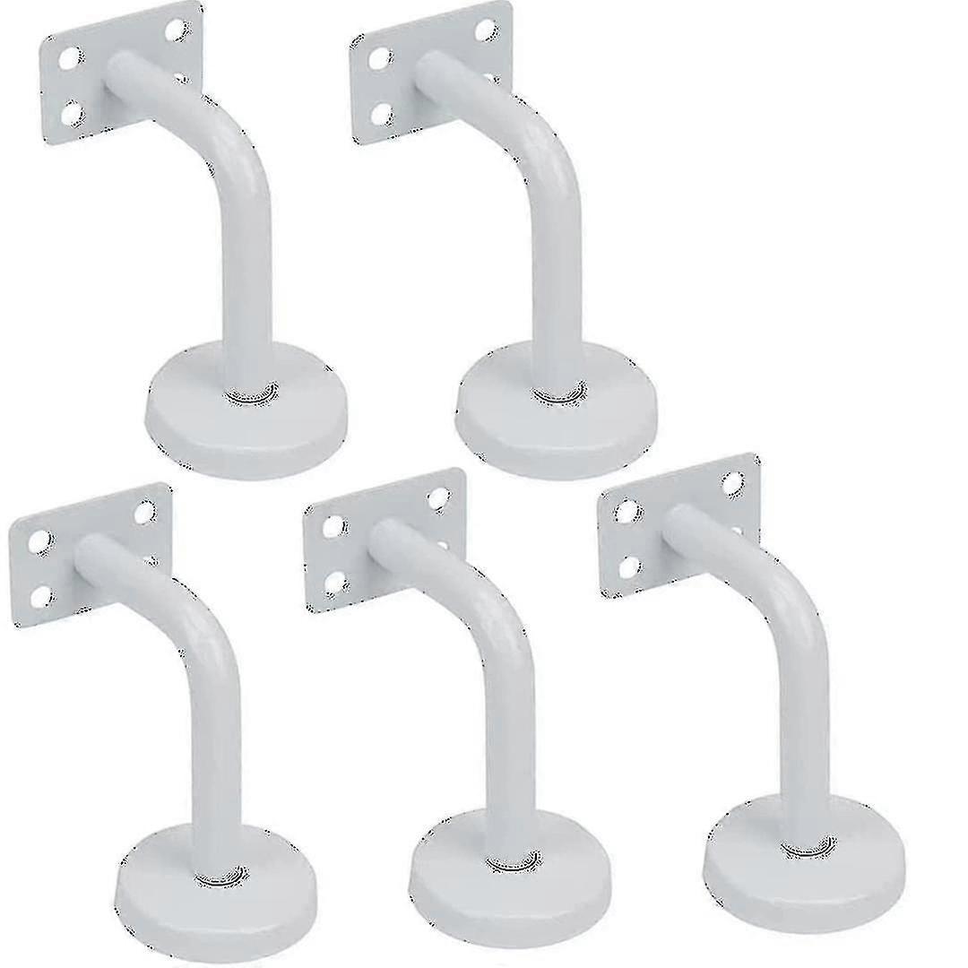 5pcs Stair Handrail Brackets, White Stainless Steel Stair Railing Brackets-60x80mm-mounting Screws Provided-for Fixing Stair Handrails And Railings In