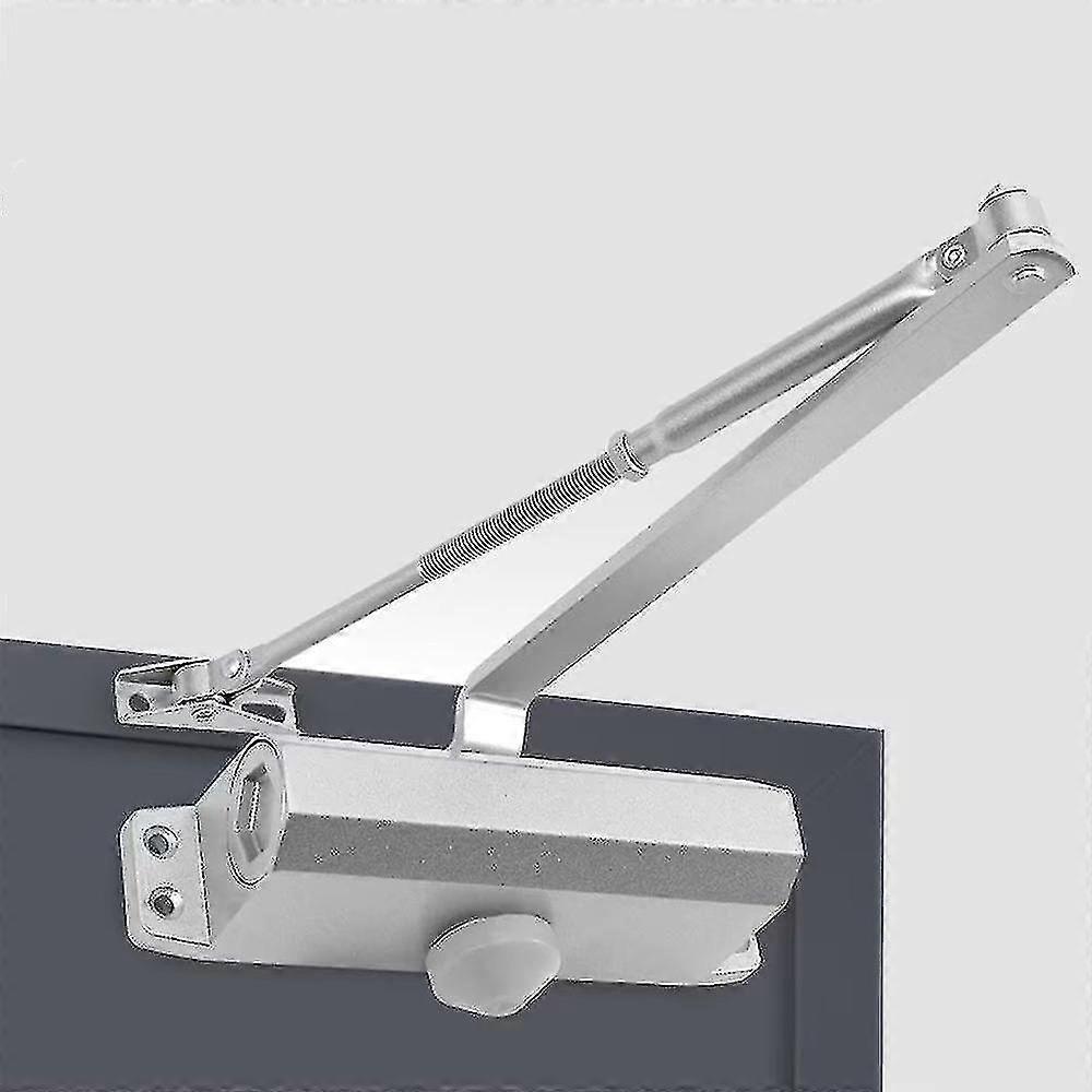 Automatic Hydraulic Door Closer With Stop Device, Adjustable Spring Door Closer, Buffer Closed Commercial And Residential Use 40-65 Kg Door, Silverbr-