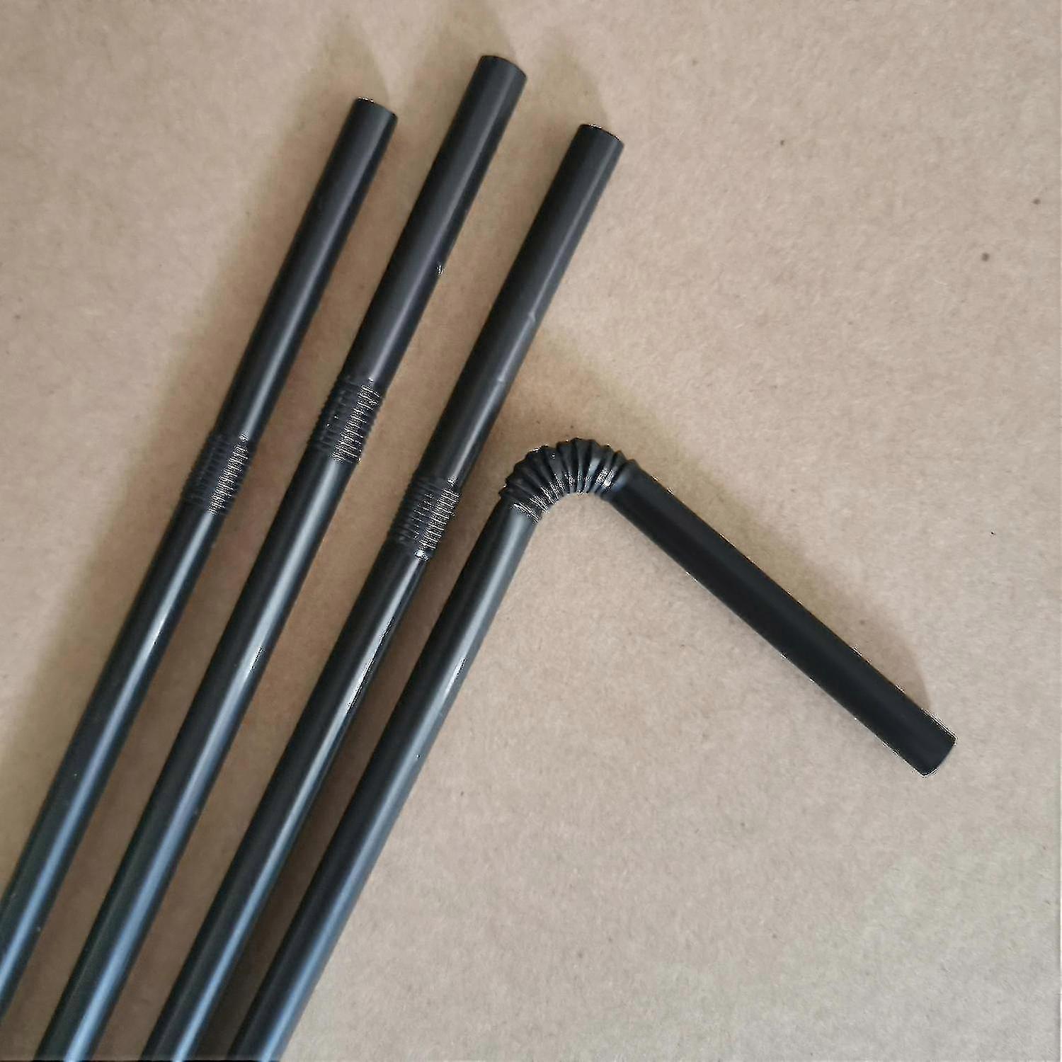 400pcs Black Flexible Drinking Straws Wedding Party Disposable Plastic N