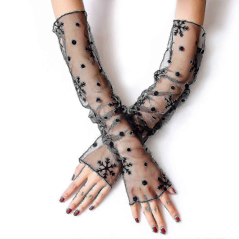 black transparent mesh ice silk sleeves