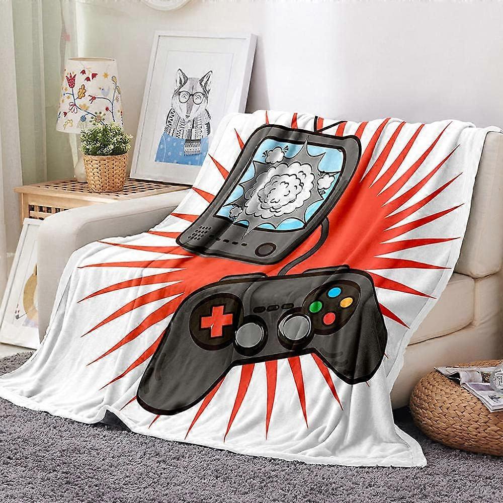 Flannel Blanket Game Console Printing Soft and Comfortable Bed-Layer Blanket, Sofa Coverver - Easy to Care 135*200 CM