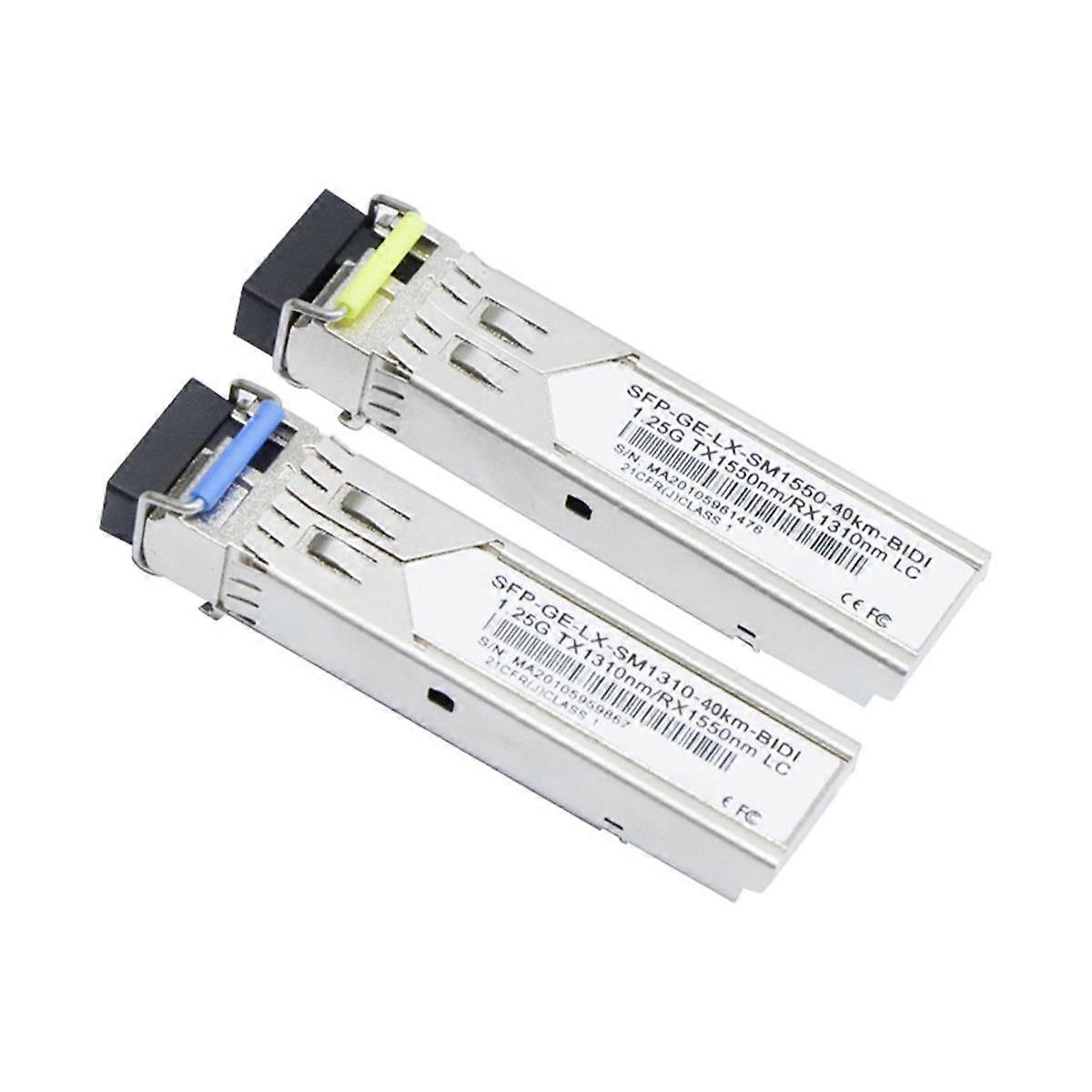 1Pair Gigabit Fiber SFP Module 1.25G Single Mode 40km LC 1310nm/1550nm Compatible with Multiple Typ