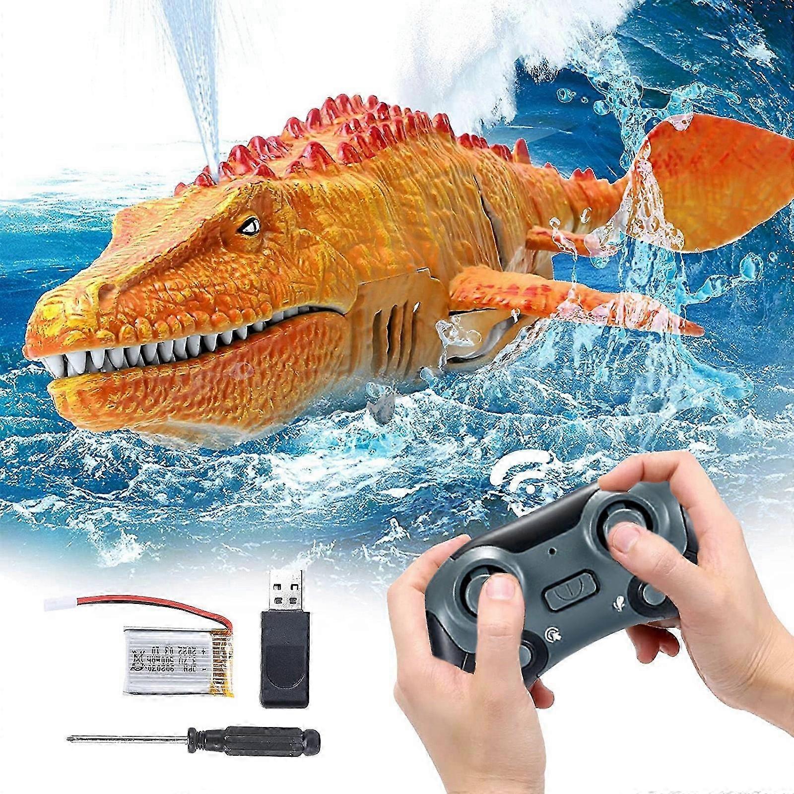 2.4G RC Dinosaur, Mosasaurus Toy, Dinosaur Toy for 3+ Year Old Boys,Water Toy, Christmas And Birthday Dinosaur Gift for Boys And Girls