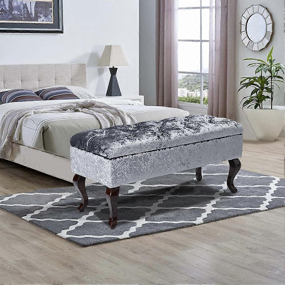 Ice Velvet Upholstered Storage Ottoman Bench
