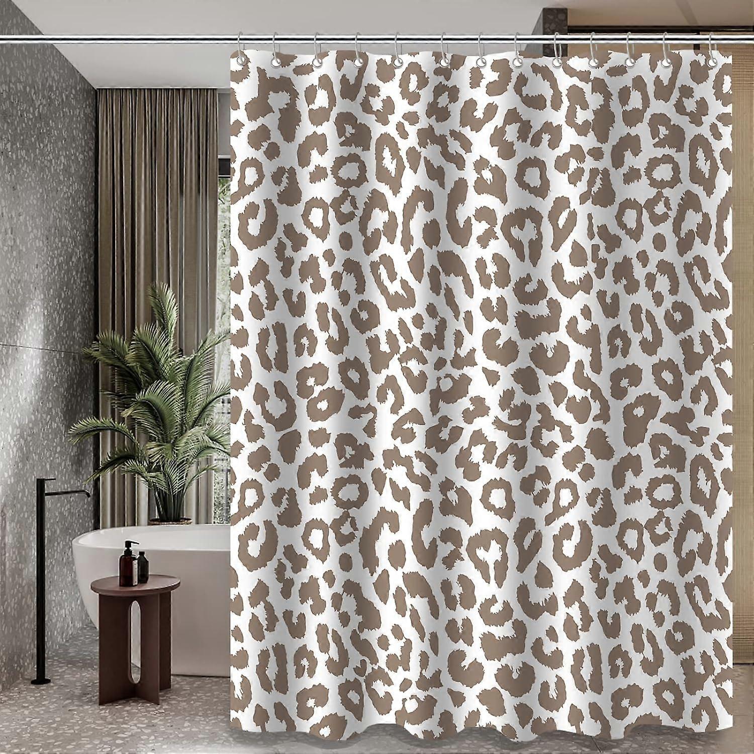 Leopard Cheetah badeforhæng (72 "x 72"), mørkebrun leopard gepard print badeforhæng, polyester stof print badeforhæng sæt til badeværelse med