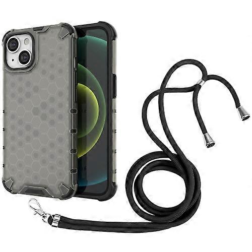 For iPhone 15 Lanyard Honeycomb Phone Case