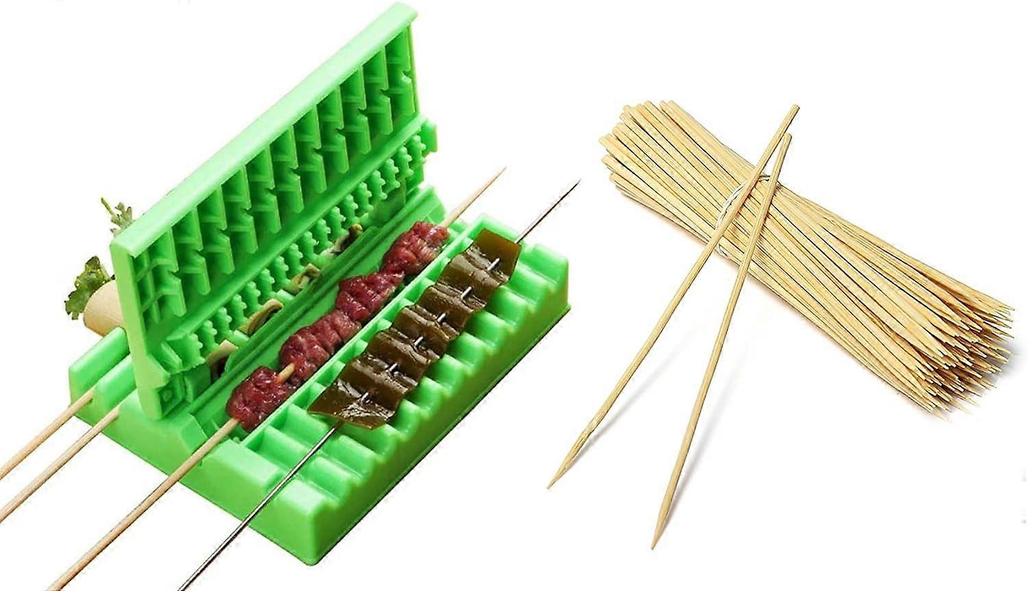 365Home Multifunction Barbecue Meat Skewer Machine BBQ Meat String Device Quick Portable Meat Skewer Box Easy Skewer Tools Kebab Maker BBQ Gadget and 